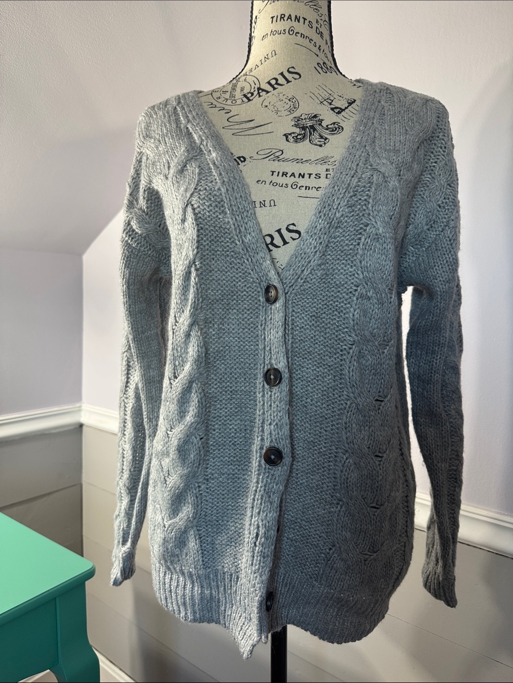 Wild Fable Gray Cable Knit Button-Front Cardigan NWTS - Size:S